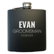 Personalized Groomsman with Name and Date Flask