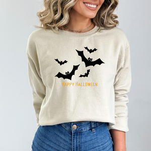 Happy Halloween with Bats Crewneck