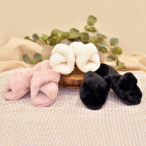 Bride Fluffy Black Slippers