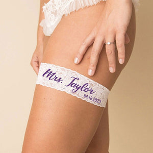 Garter personalized with Name and Date