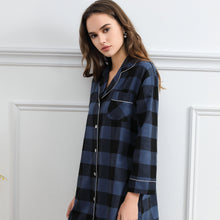 Blue Plaid Button Down Sleep Shirt