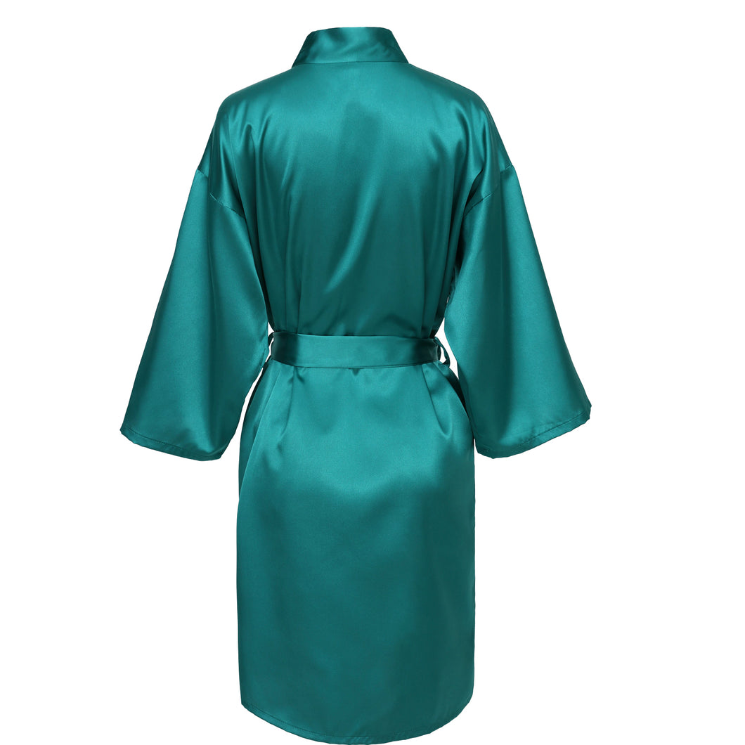 Teal Satin Robe - SimplyNameIt