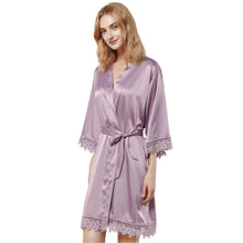 Mauve Satin Lace Robe - SimplyNameIt