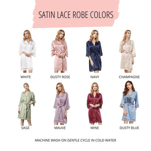 Wine Satin Lace Robe - SimplyNameIt