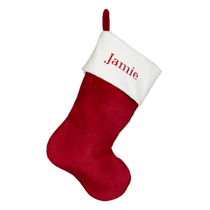 Red Plush Embroidered Stocking - SimplyNameIt