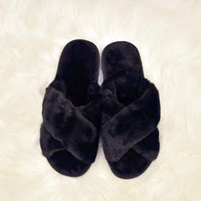 Bride Fluffy Black Slippers