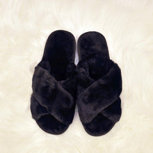 Mama Bear Black Fluffy Slippers