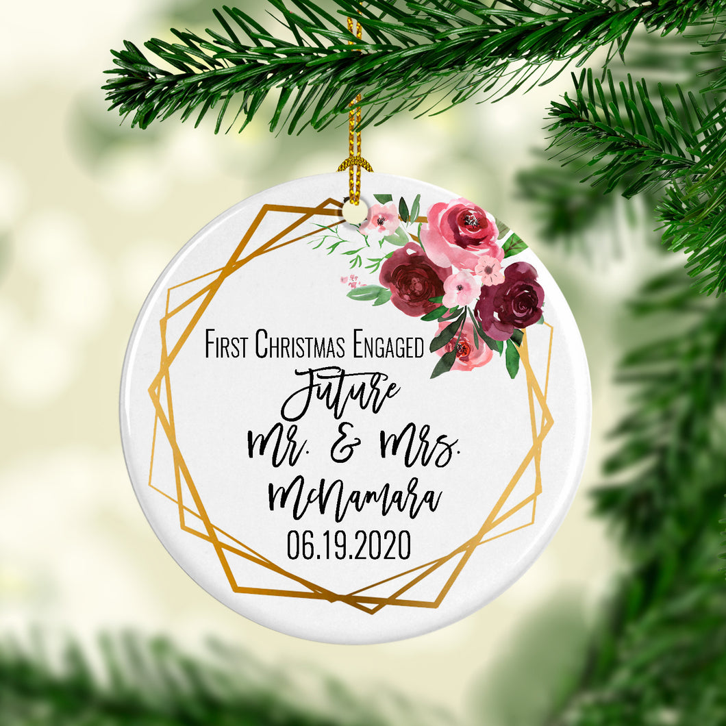 1st Christmas Engaged Circle Ornament - SimplyNameIt