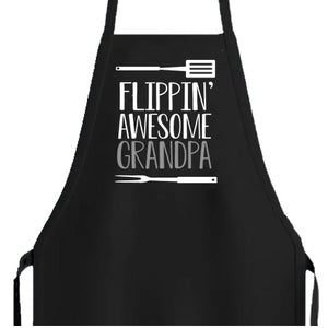 Flippin Awesome Grandpa - Black Apron - SimplyNameIt