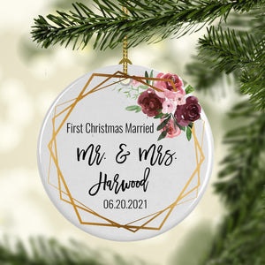1st Christmas Married Circle Ornament - SimplyNameIt