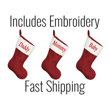 Red Plush Embroidered Stocking - SimplyNameIt